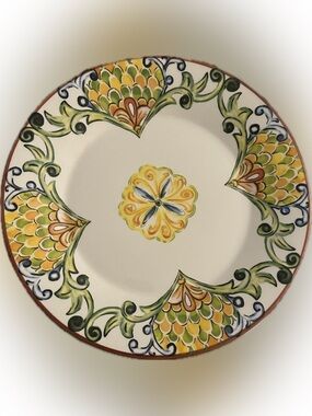 CMG Hand Painted Portugal Ceramic Dinner Plate Mediterranean Floral